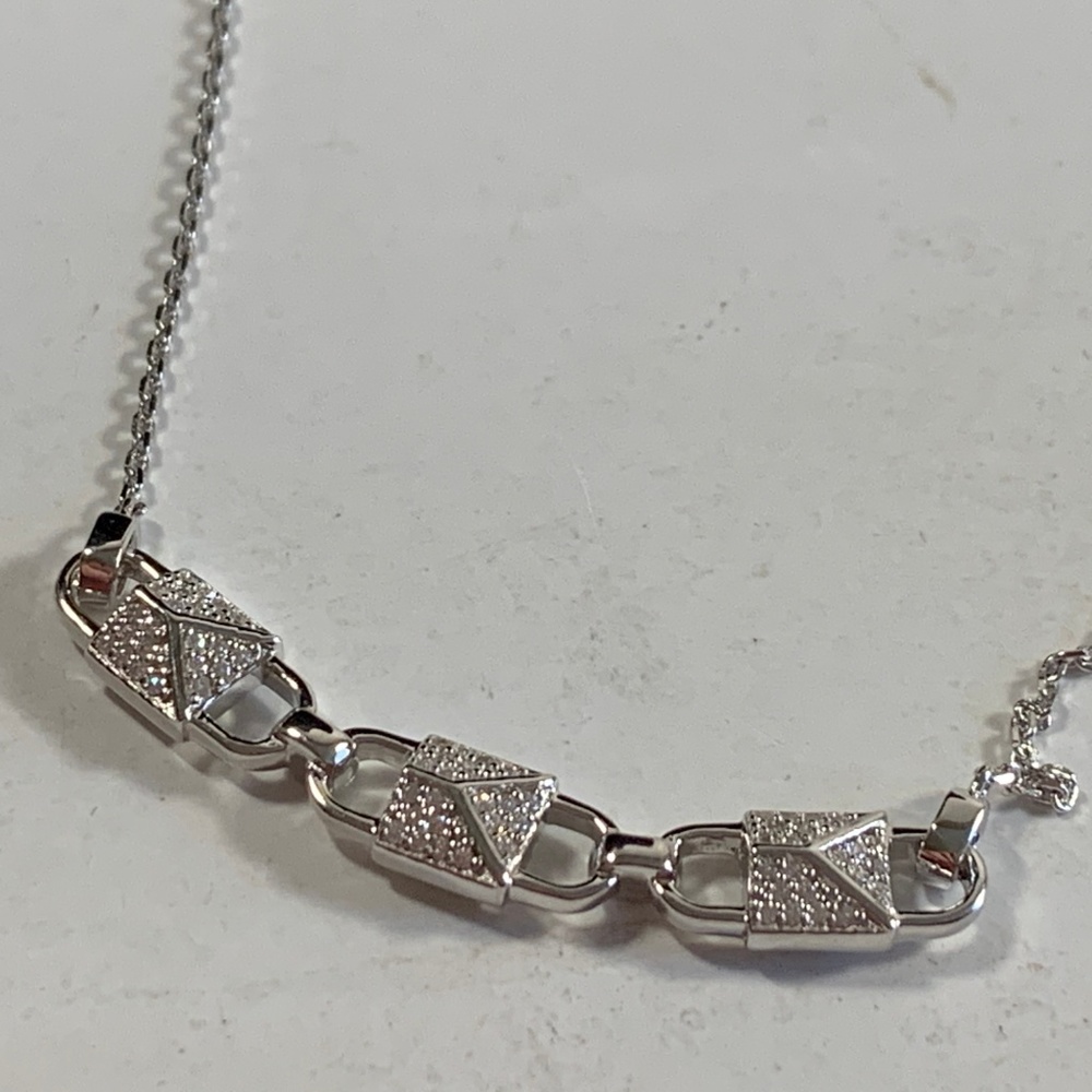 Michael Kors Pave Link Necklace 18" Silver